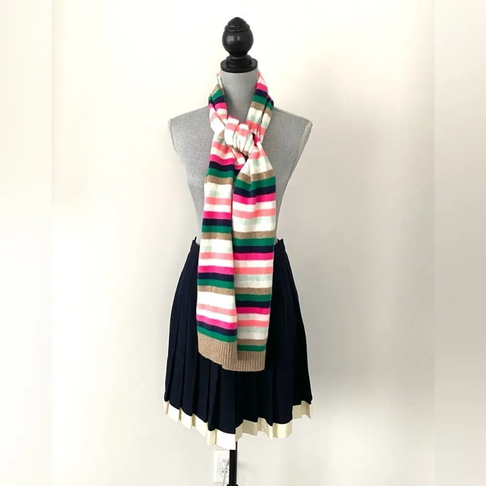 J. Crew Factory Extra Soft Yarn Striped Scarf Long Multicolor Colorful Preppy